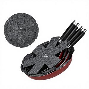 Protections pour casseroles et poêles en feutre épais imprimé, 3 tailles, motif végétal, pour empilage et utilisation en banquet - Product Image 1