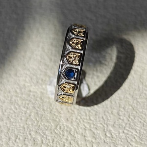 Anillo de Plata 925 con Circonio Azul Estilo Budista Chino, Anillos de Moda para Mujer, Dijes para Hacer Joyas, Otras Joyas de <span class=keywords><strong>Cristal</strong></span> - Product Image 3