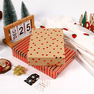 Wholesale 80g Christmas Brown Hot Stamping Kraft <b>Paper</b> <b>Tissue</b> 43*300cm Gift Luxury Custom Packaging Wrapping <b>Paper</b> Roll - Product Image 1