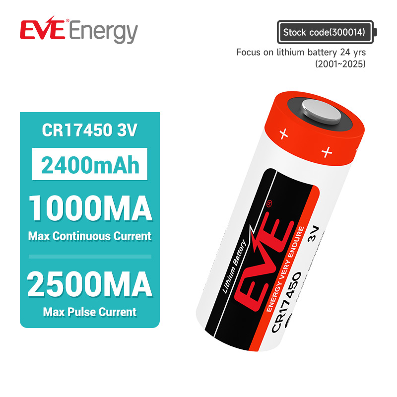 Неперезаряжаемая литиевая батарея cr17450 EVE 3 в 2400 мАч для газовой сигнализации, противопожарное оборудование, медицинское оборудование
