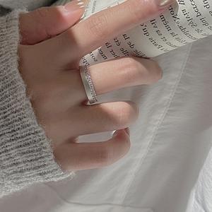 Bague Wenchi S925 en argent pur brossé avec incrustation, design vintage simple et élégant, luxe léger, ouverture ajustable, zircon - Product Image 2