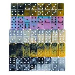 Dominó acrílico cuboide con purpurina de efecto especial de alta calidad personalizado, puntos tallados contables, juego espacial de escritorio