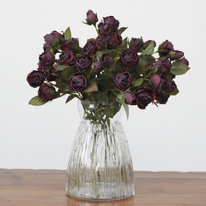 Nouveauté : 5 têtes de fleurs artificielles en soie, rose rétro, petite rose rouge, orange brûlé, décoration de table centrale de mariage, décoration de <span class=keywords><strong>la</strong></span> maison, décoration d'anniversaire - Product Image 2