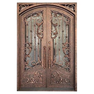 Puerta de hierro de entrada de estilo americano, puerta decorativa de hierro fundido para casas, rotura de puente térmico - Product Image 6