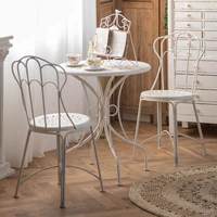 Fauteuil de salle à manger en fer forgé style shabby chic français, avec dossier, vintage, rustique, en métal, pour patio