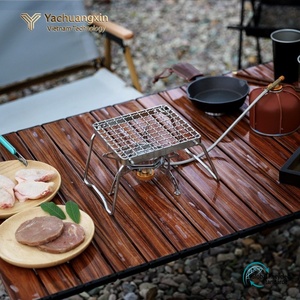 Parrilla Portátil de Acero Inoxidable para Camping, Soporte de Malla para Barbacoa al Aire Libre, Diseño Triangular Plegable - Product Image 3