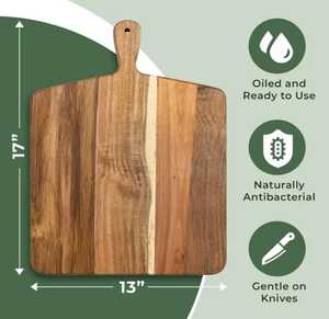 Tabla de Cortar de Madera de Acacia para Cocina de Hotel, Plato de Madera Resistente para Pan, Queso, Carne, Pizza, Bandeja para Servir con Asa - Product Image 4