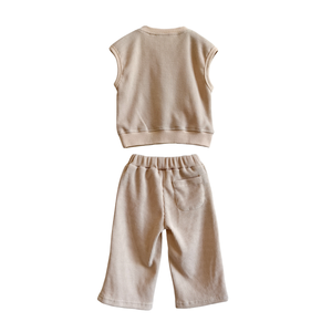 Set di Abbigliamento per Neonati in Maglia a Nido d'Ape, Top Senza Maniche e Pantaloni Morbidi, Completo 2 Pezzi - Product Image 3