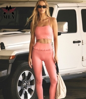 Bestseller Baumwoll-Yoga-Set Schnelltrocknender Sport-BH Hochtaillierte Leggings Damen Workout-Sets Dehnbare Pilates-Kleidung