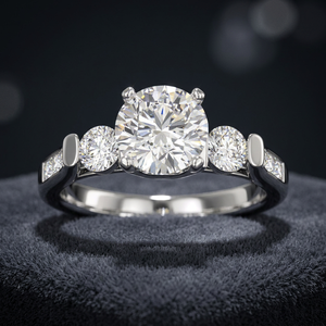 Anillo de Compromiso de Tres Piedras con Diamante Cultivado en Laboratorio con Certificación IGI, Rodio, Oro de 10K/14K/18K, Plata 925/935 para Bodas y Fiestas - Product Image 1