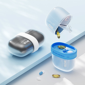 Boîte de rangement Mor, étui à pilules à 4 compartiments, étanche à l'humidité, organisateur de médicaments quotidien portable, conteneur de capsules, bleu, orange, noir - Product Image 3