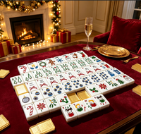 Tuiles de Mahjong en Acrylique de Noël Modernes et Luxueuses, Motif Père Noël, Arbre et Bonhomme de Neige, Portables et Durables pour le Divertissement