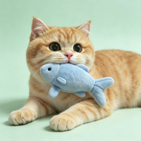 Peluche chat mignon tenant une poissonnette, poupée chaton en peluche douce, peluche animale personnalisée pour cadeau et décoration