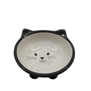Cuencos de cerámica con cara de gato personalizados para mascotas, alimentación elevada para gatos con soporte, cuencos pequeños para gatos y perros - Product Image 1