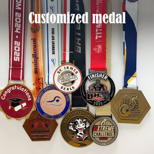 Medallas Deportivas Personalizadas <span class=keywords><strong>de</strong></span> Metal en 3D, Redondas, Doradas, para Carreras, Natación, Campeonatos, Maratón, Medalla <span class=keywords><strong>de</strong></span> Honor <span class=keywords><strong>de</strong></span> Zinc - Product Image 2