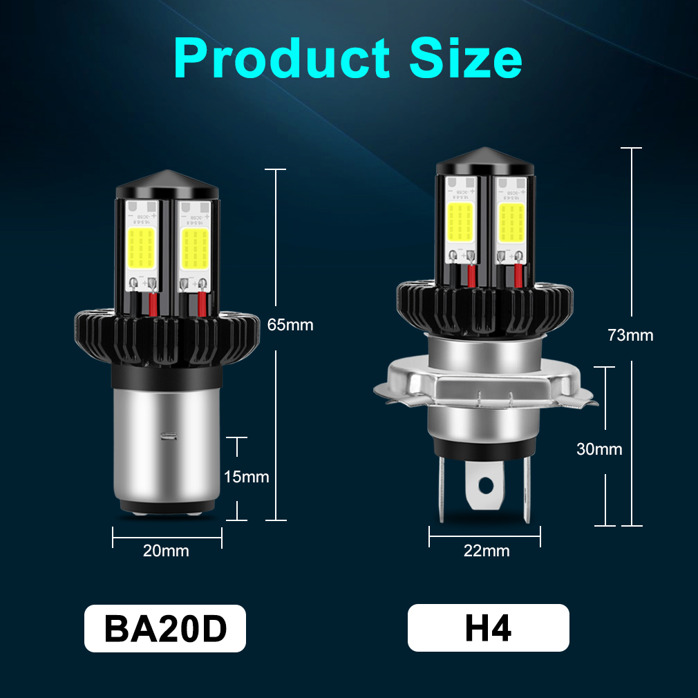 Biqing 1PC H6 LED Per Faro Bianco/Giallo,30W H6 BA20D Lampadina LED per Faro Moto Abbaglianti o Anabbaglianti Kit di Sostituzione DC12V-80V