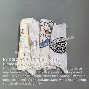 Trapos de algodón para pre-limpieza, económicos, blancos, de camiseta estampada, paños de limpieza de algodón blanco, 1 lb - Product Image 2