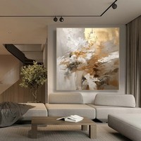 Peinture abstraite sur toile, art mural texturé, peinture à la feuille d'or, décoration murale, grande peinture d'art moderne lumineuse pour projet hôtelier