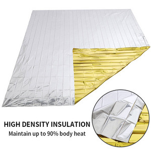 Couverture de survie légère en Mylar pour l'extérieur, imperméable, argentée, pour situations d'urgence, couverture thermique, logo personnalisé - Product Image 2