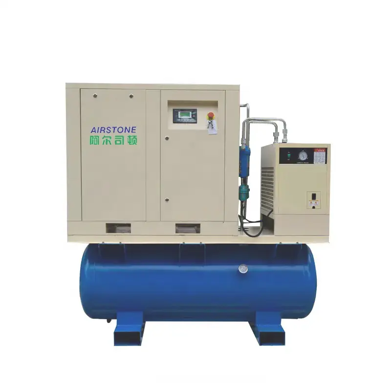 All in 1 8bar Integrated 1.6m3/min Screw Air Compressor 11kw 15hp With Air Dryer Tank And Line Filter