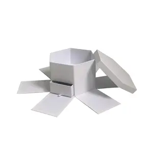 Caja de regalo Álbum sorpresa Caja de regalo hexagonal foto de una capa + caja de estilo cajón embalaje regalo flor personalizada