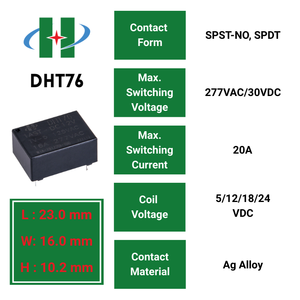 Điện Relay DHT76-1A-DC12V 20A TV-5 <span class=keywords><strong>PCB</strong></span> Chiều cao 10.2 mét thiết bị gia dụng thông minh hệ thống điện nhà 4pin 5pin spdt SPST-NO - Product Image 2