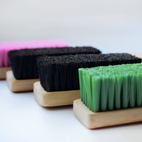 Brosse à chaussures artisanale à sept rangées, à poils serrés en crinière de cheval noire, avec poignée confortable, pour un maintien vertical, DIY OEM