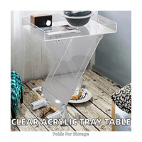 Table basse pliable en acrylique transparent sur mesure avec plateau en marbre, mobilier de salon moderne et chic pour villa, au design élégant
