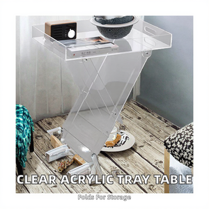 Custom <b>Clear</b> Acrylic Foldable Marble Top Tray <b>Table</b> Coffee <b>Table</b> Modern Chic Living Room Furniture with Elegant Design - Product Image 2