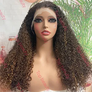 Wholesaler 13X4 Pixie Cut Curly Wig Black Highlight 4/27 Color 210% High Density Jerry Curly Human Hair Wigs