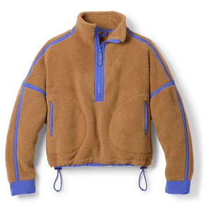Oem Custom High Quality Half Zipper <strong>Women's</strong> Fleece Jackets Stand Winter Warm 100% Recycled Polyester <strong>Women</strong> <strong>Sherpa</strong> Fleece <strong>Hoodies</strong> - Product Image 5
