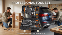 Ensemble d'outils de réparation automobile multifonction de 150 pièces, tournevis, pinces, marteau, boîte de transport en plastique, clé à douille, robuste