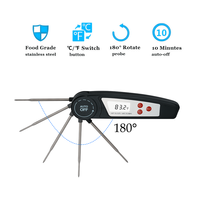 Thermomètre alimentaire numérique professionnel avec sonde pliable en SUS304 pour grillades, rôtissage, friture, restauration et transformation alimentaire