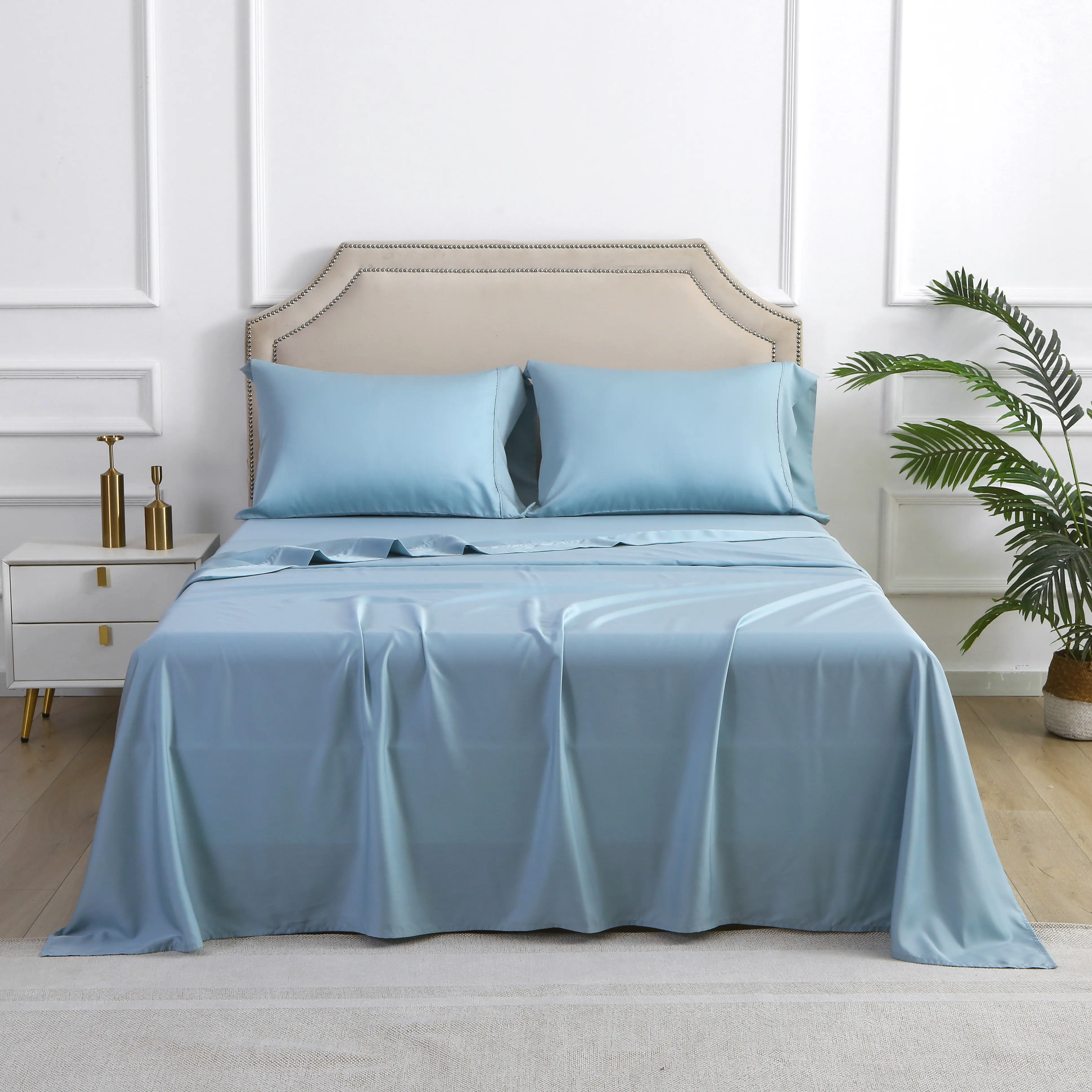 Wholesale Metropolitan Queen 100% Organic Bamboo Lyocell Viscose Silk Bamboo Bed Sheet Bedding Set