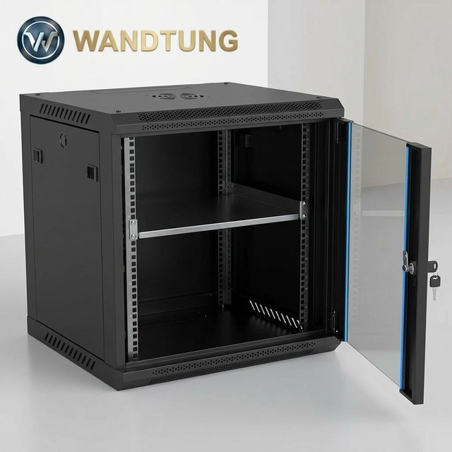 Oem Odm 19 Inch Professional Steel Network Supplier Black Glass Door Wall Mount Network Rack Cabinet for Data Center