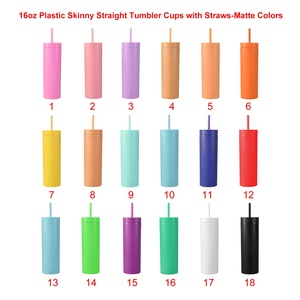 Biểu Tượng Tùy Chỉnh 16 Oz Nhựa Skinny Cốc Cốc Với Màu Sắc Khác Nhau Thả BPA Miễn Phí 16 Oz Nhựa Cốc Nước Với Nắp Và Rơm - Product Image 6