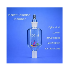 Chambre de collecte d'insectes cylindrique compacte 100 ml en verre borosilicate transparent, récipient de capture d'échantillons, personnalisable OEM - Product Image 3