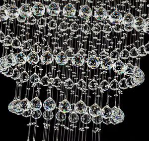 Nuevas escaleras de lujo escalera hogar montaje empotrado grande largo moderno K9 cuentas de cristal araña - Product Image 6