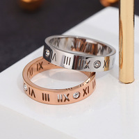 Bague unie en acier inoxydable de style européen et américain pour femme, design chiffres romains, plaqué or 18 carats, creuse