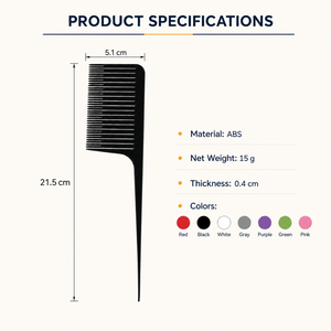 Peine profesional <span class=keywords><strong>de</strong></span> ABS resistente al calor para seccionar, resaltar y teñir el <span class=keywords><strong>cabello</strong></span>, ideal para salones <span class=keywords><strong>de</strong></span> belleza y barberías, venta al por mayor, listo para OEM. - Product Image 4