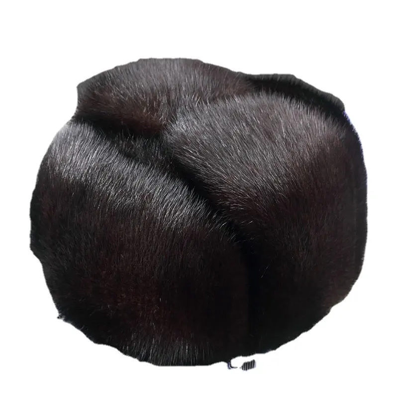 Pudi 170760 cappello da uomo in pelliccia di visone cappello da cacciatore cappello da caccia Ushanka vera pelle di pecora Dobby Unisex adulti cappello con paraorecchie 55-56 Cm