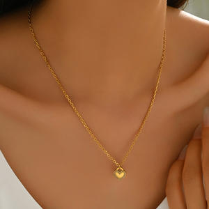 Joyería de moda al por mayor de acero inoxidable no se deslustra 18K chapado en oro CZ en forma de corazón múltiples estilos colgante collar para mujer - Product Image 4