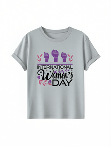 T-shirt da donna Luokeren per la Giornata Internazionale della Donna, girocollo, manica corta, stampata, casual, in tessuto 100% poliestere a maglia - Product Image 1