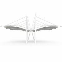 Structure de carport à membrane, type aile de papillon, avec mât central et câbles radiaux, abri de stationnement, imperméable, résistant aux UV, conception personnalisée