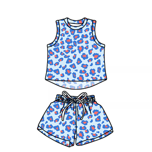 Set 2 Pezzi per Bambine, Canotta Senza Maniche e Pantaloncini in Fibra di Bambù, Stampe Personalizzate, Abbigliamento Comodo per Bambini - Product Image 2