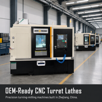 Tour de fraisage CNC horizontal automatique 3 axes avancé QT150Y avec commande FANUC, axe Y et 12 stations à outils pour