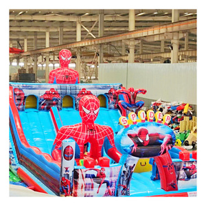 Grand <span class=keywords><strong>château</strong></span> <span class=keywords><strong>gonflable</strong></span> commercial combiné Spider-Man avec toboggan pour enfants et adultes, maison de rebond en plein air - Product Image 1