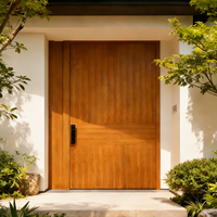 Portail d'entrée de jardin moderne en aluminium avec serrure intelligente, panneau en bois sculpté CNC, résistant aux intempéries, pour villa et cour, portail piétonnier