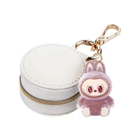 Boîte à bijoux Labubu en cuir PU avec logo personnalisé Mini boîte de voyage portable Organisateur de collier Boucles d'oreilles Bagues Boîte à bijoux avec fermeture éclair