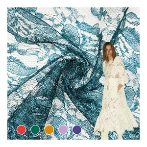 Manufacturer Wholesale Price Blue Mesh Lace Fabric For Sale Custom Design Women Denim Lace Fabrics For Wedding/